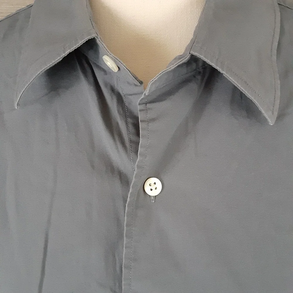 Banana Republic Mens Stretch Classic Button Down Shirt Blue Gray Size L Long Slv
